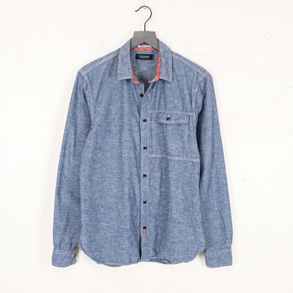 Scotch & Soda Men's Blue Chambray button up Shirt size Medium